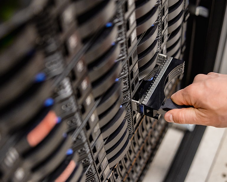 Close up of computer servers