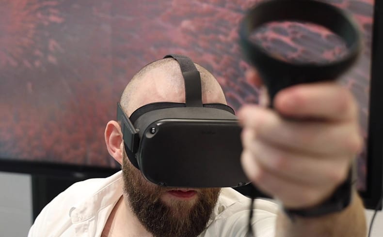 Male researcher wearing a VR headset