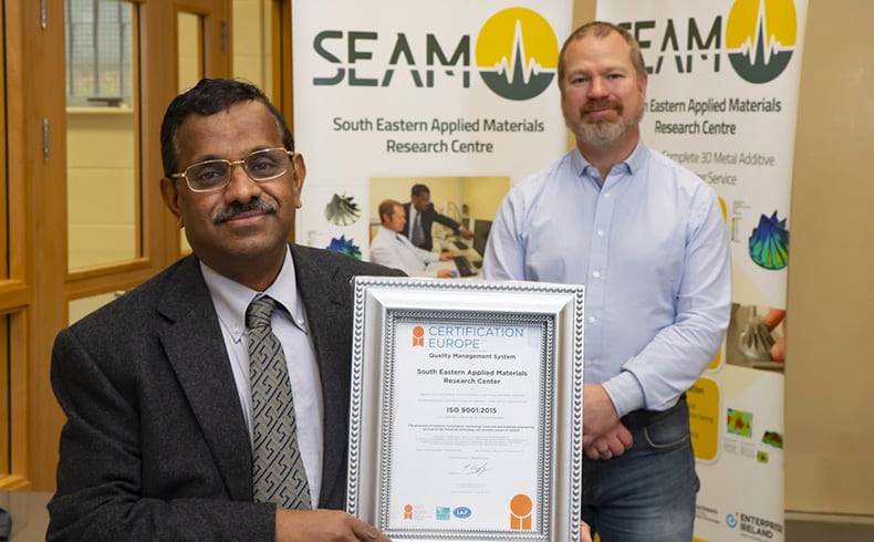 Dr Ramesh Raghavendra, SEAM Director and Eoghan O’Donoghue, SEAM Operations Manager smile at the camera
