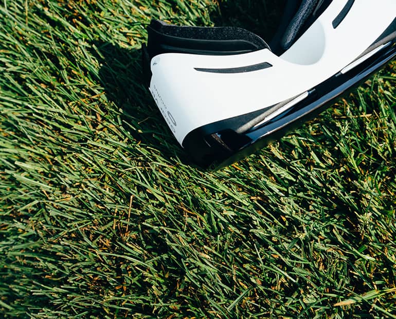 VR headset sitting in grass