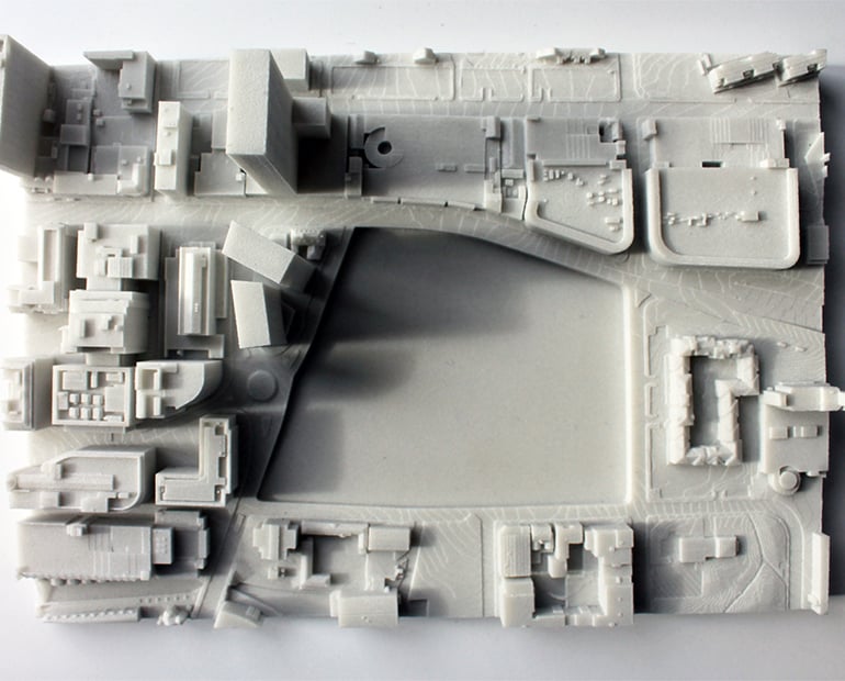 Overhead view of 3D printed model 