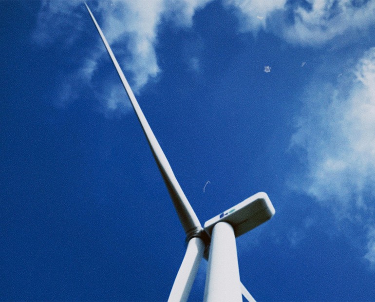 Close up of wind turbine blades 