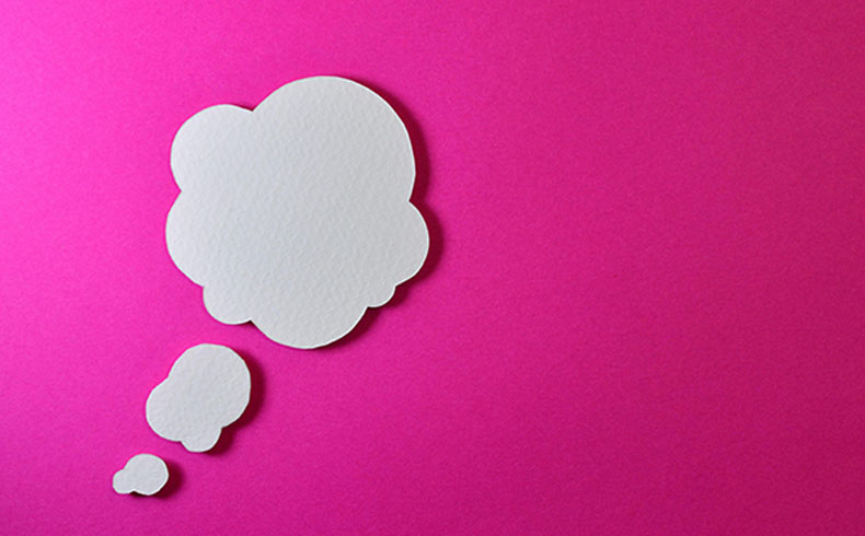 Thinking bubble on pink background