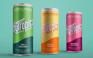 3 Hytropic cans against green background