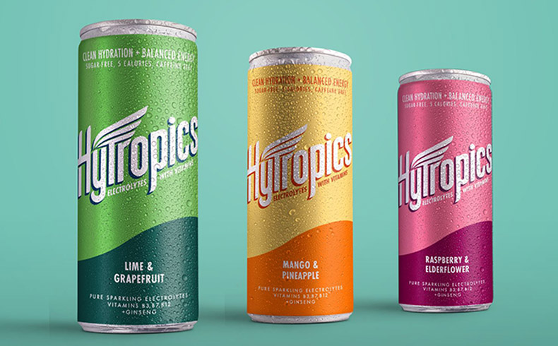 3 Hytropic cans against green background